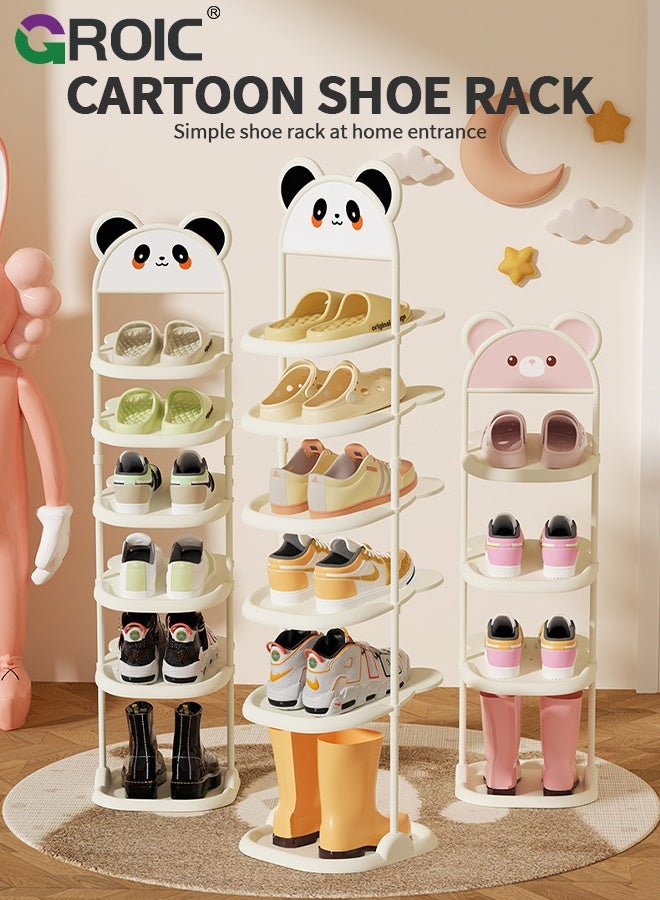 GROIC Baby Shoe Rack, Shoes Storage Rack for Kids, Narrow Shoe Rack for 6-8 Pairs Shoe Storage, Kids Shoe Racks for Small Place, Lightweight Stackable Shoe Shelf Organizer, Cartoon Design Entryway Shoe Storage - Image 2
